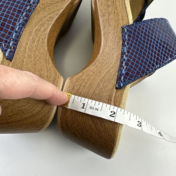 Dansko Sophie Sandal Blue Purple Snakeskin Leather Double Buckle Womens 38 7.5 - Picture 11 of 14